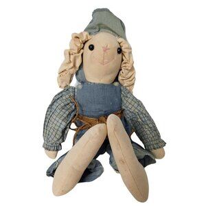 Handmade Easter Bunny Rabbit Plush Spring Overalls Stuffed Doll 18"